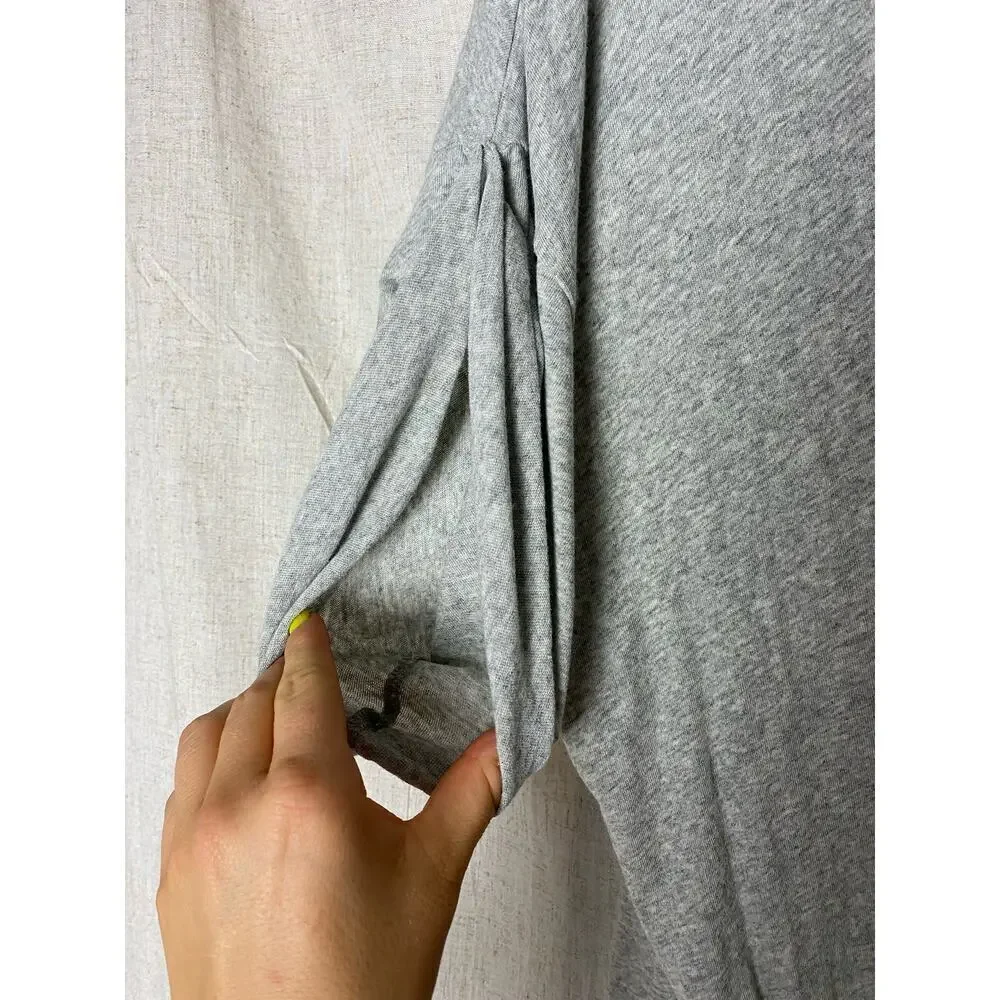 Free People Gray Asymmetrical Sun Embroidered T-Shirt Size Small